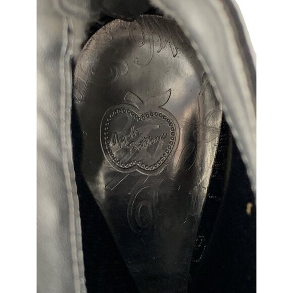 Rare Apple Bottoms Peep Toe Ankle Booties 6.5 Black Mesh Platform 8764 Charm - Picture 10 of 13